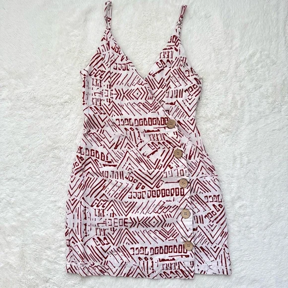 Forever 21 Contemporary Geometric Print Mini Dress Women’s XS Linen Blend Casual - Picture 1 of 9